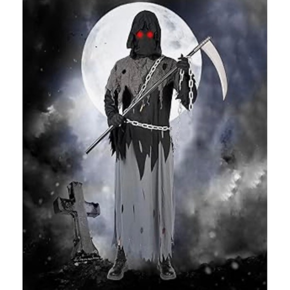 NEW‎ Kids Youth XL Grim Reaper Halloween Costume with Scythe - Picture 2 of 9